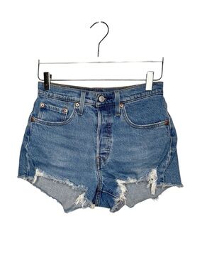 Levi’s Premium 501 High Rise Button Fly Women’s Cutoff Denim Shorts Sz 25